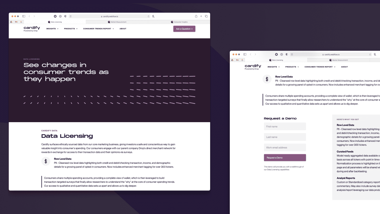 Cardify funnel — from reports to institutional data conversion